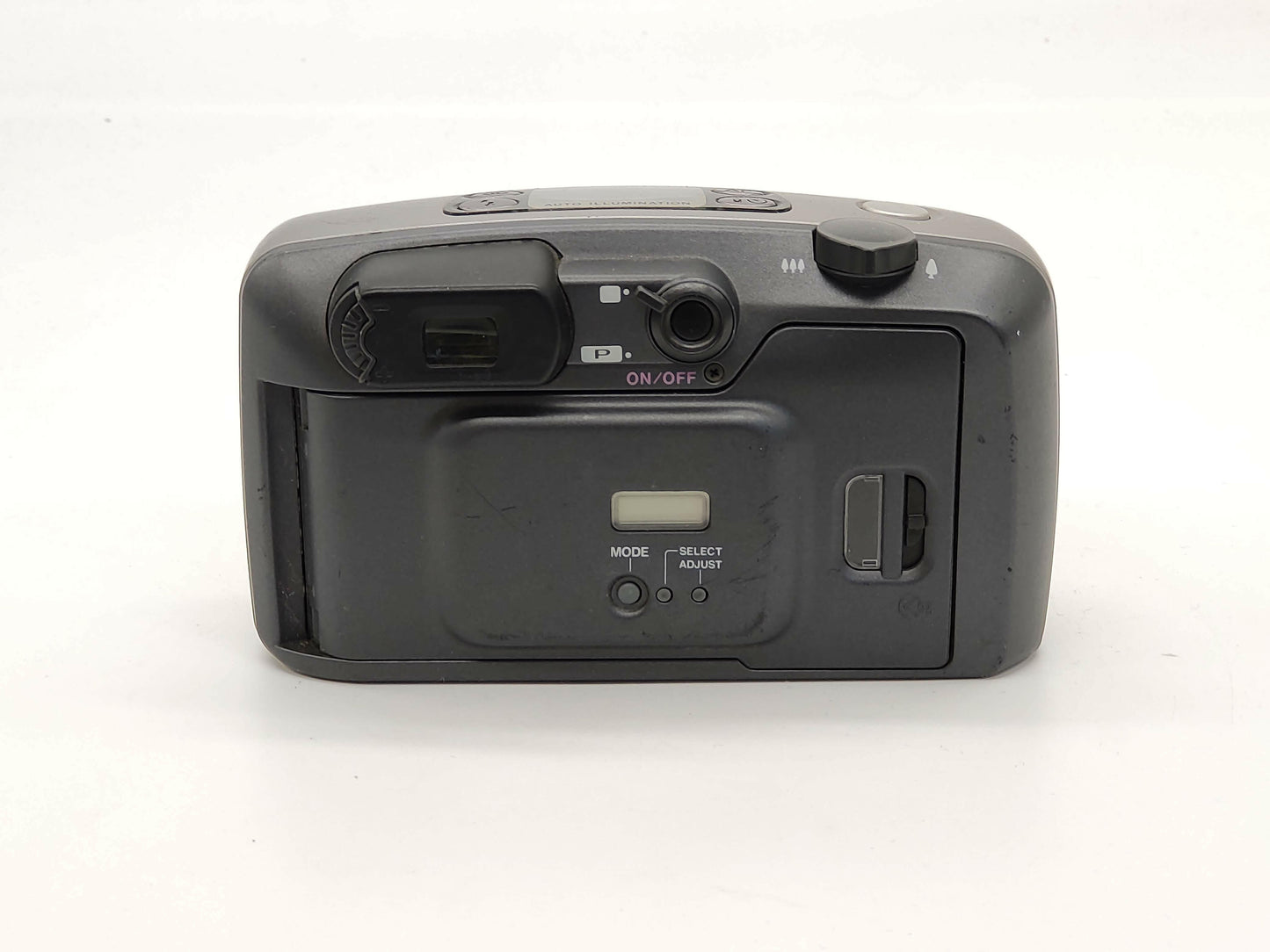 Pentax Espio 140 silver point-and-shoot film camera.