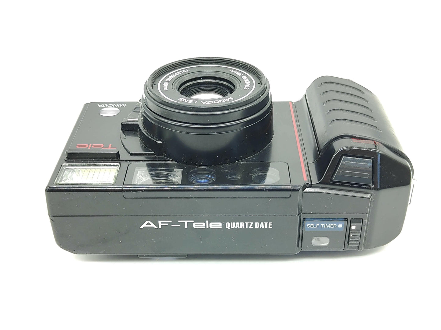 Minolta AF-Tele point-and-shoot film camera.