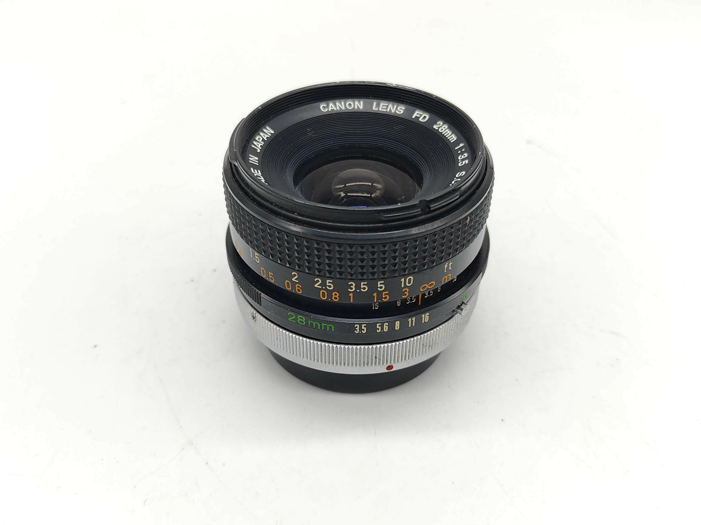 Canon 28mm f/3.5 wide-angle lens.