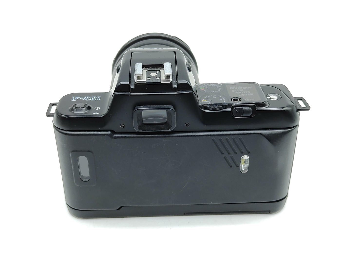 Nikon F-401s SLR film camera with 28-200mm zoom lens.