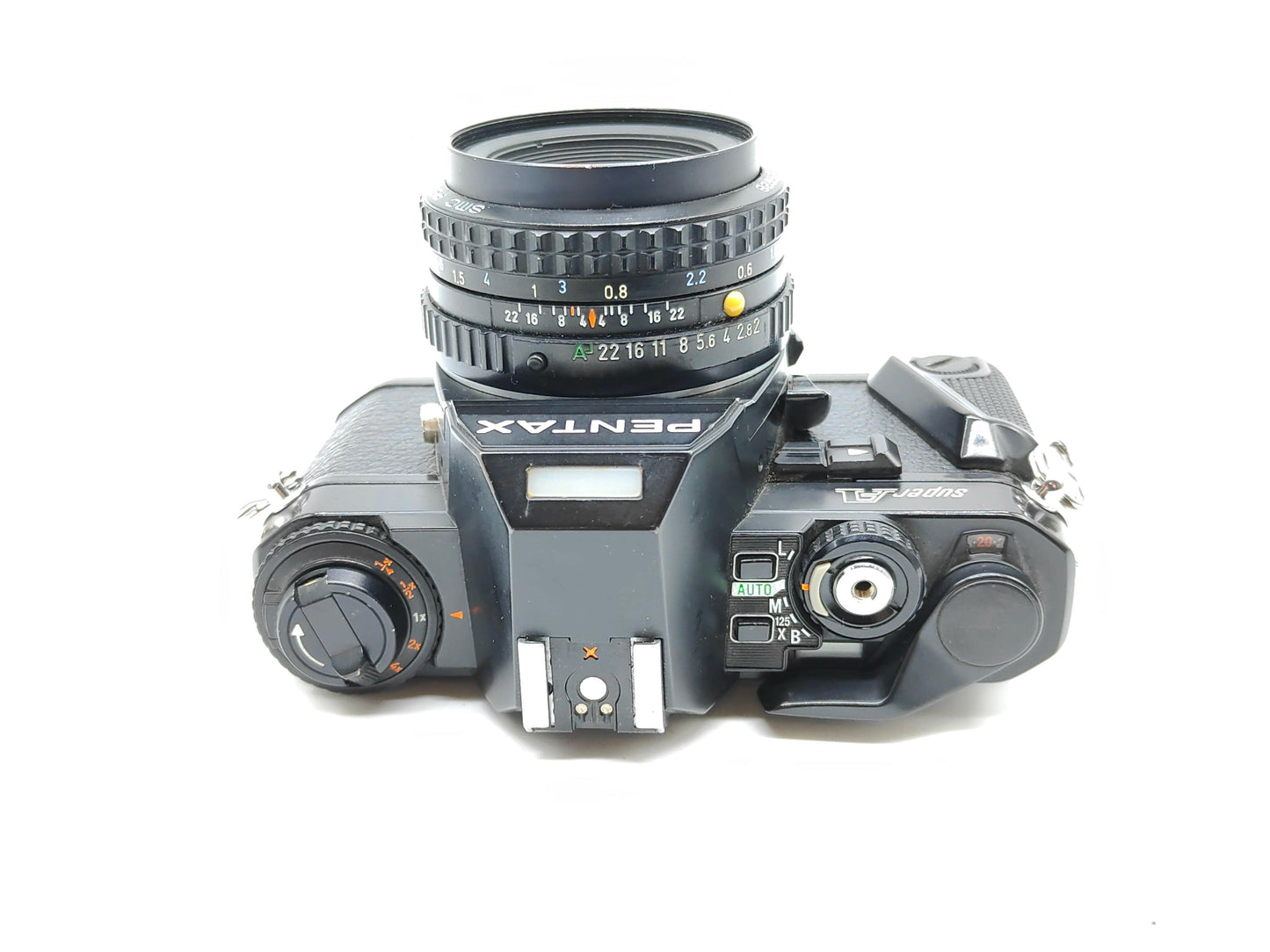 Pentax Super-A film camera with 50mm f/2.0.