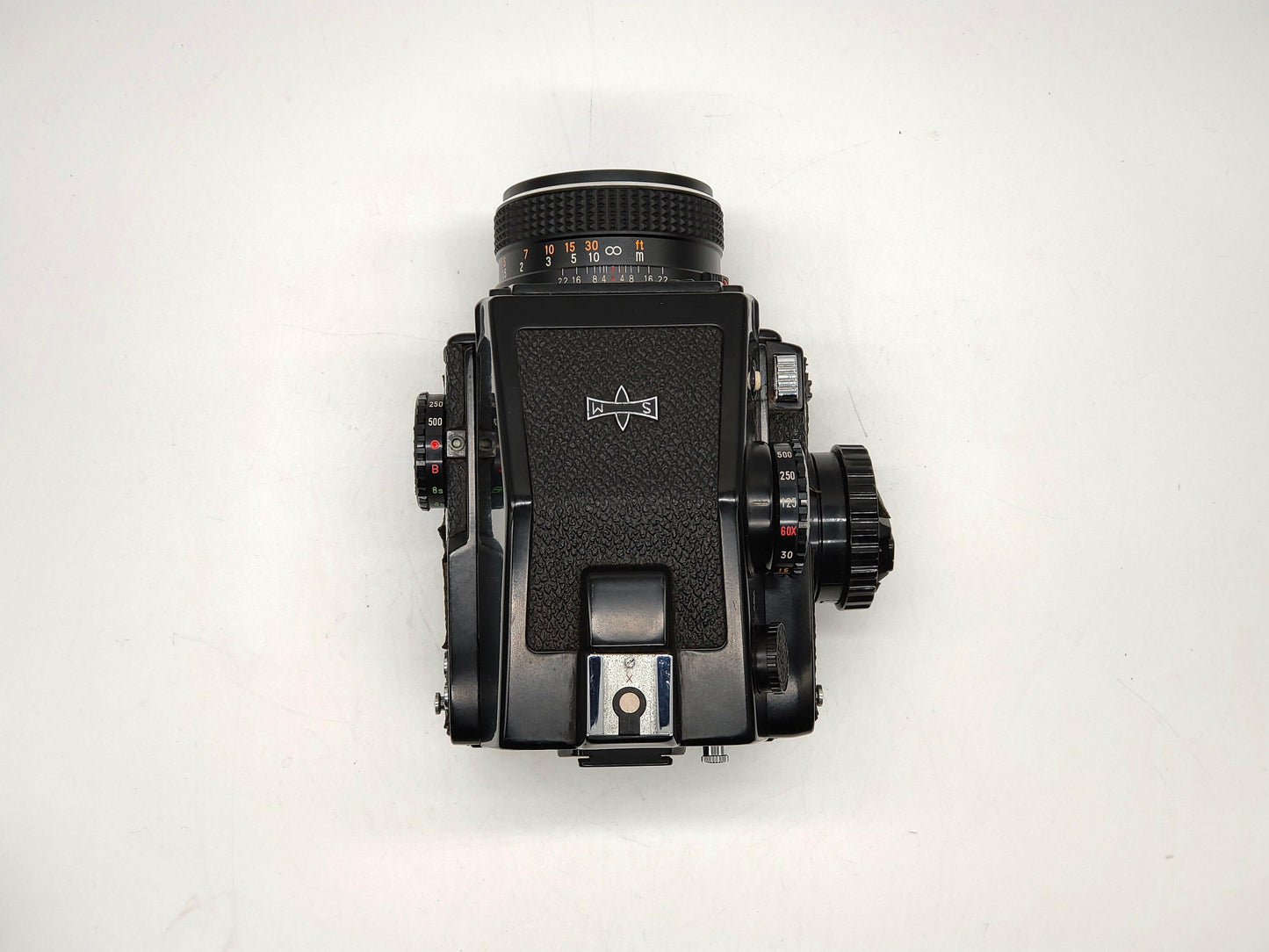 Mamiya 645 medium-format camera with 80mm f/2.8 and PD prism finder.