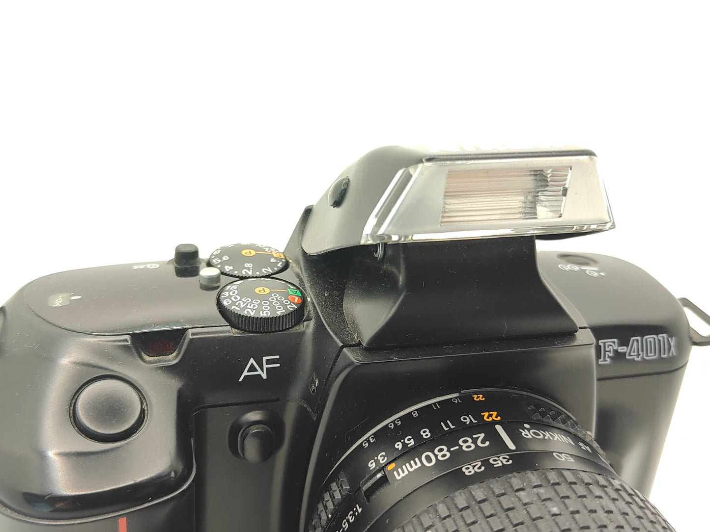 Nikon F-401x SLR film camera with 28-80mm zoom lens