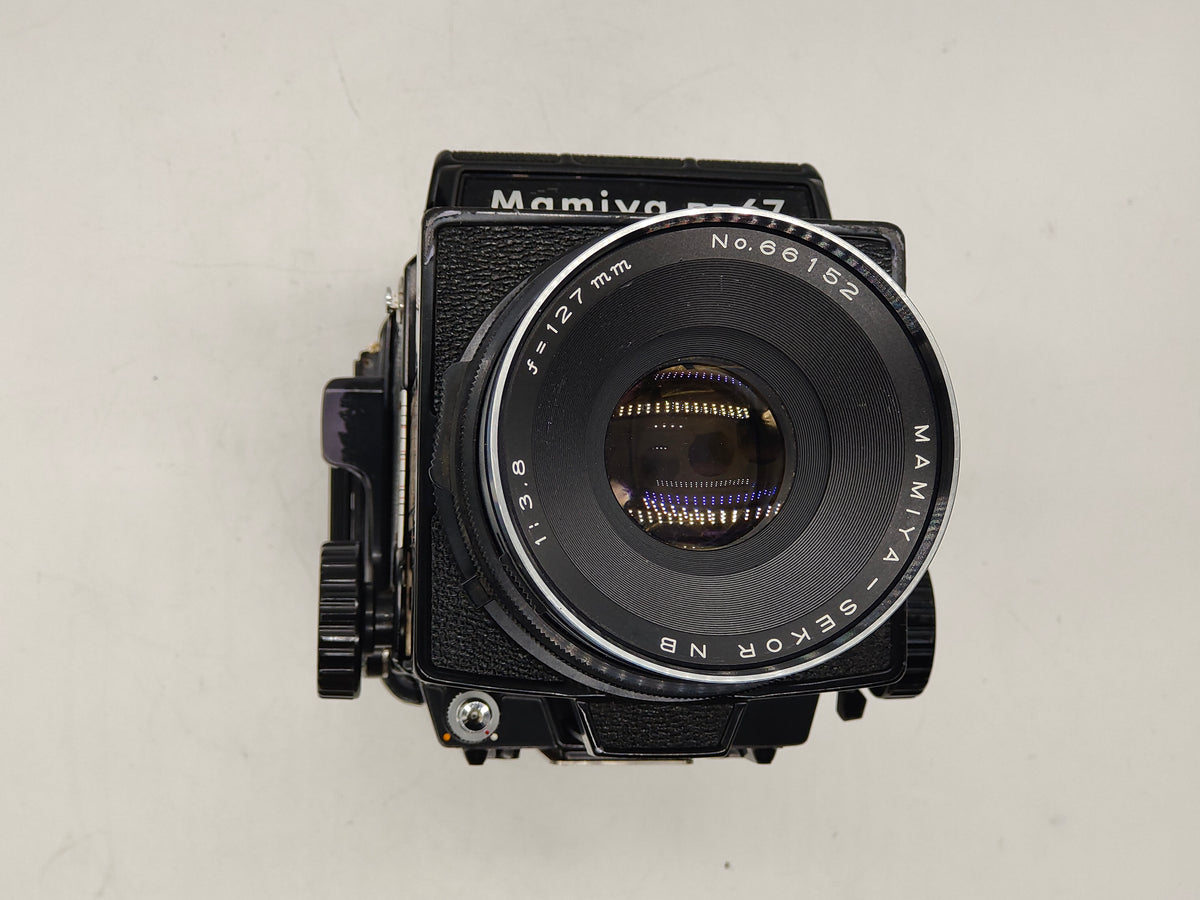 Mamiya RB67 Pro-S + 127mm lens + waist level finder