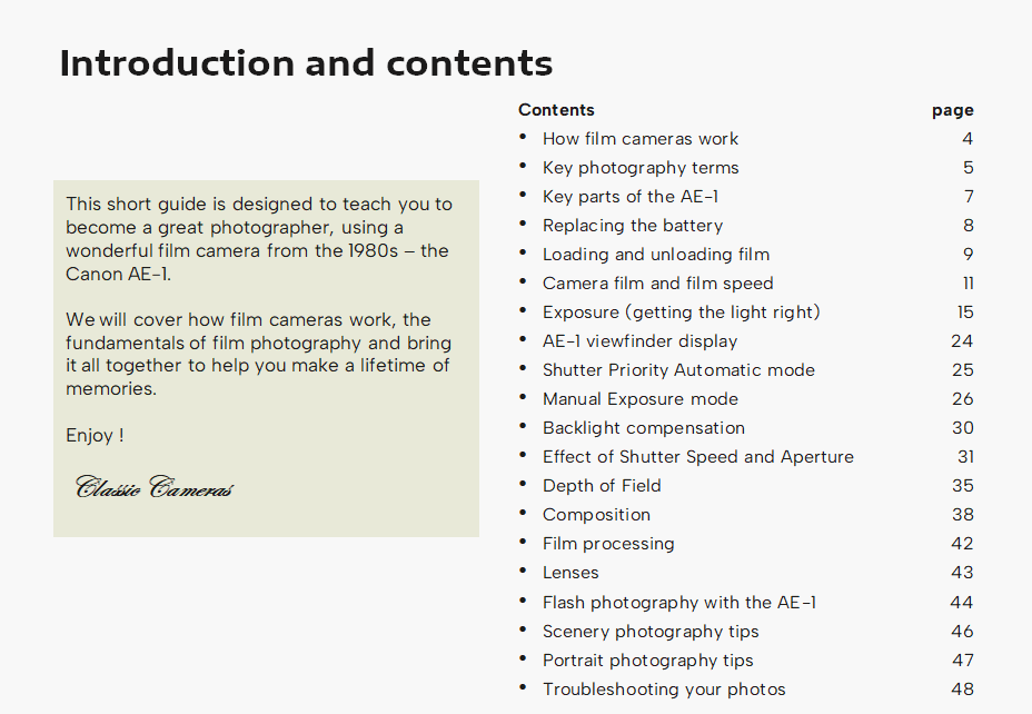Learn film photography with the Canon AE-1 (electronic download).