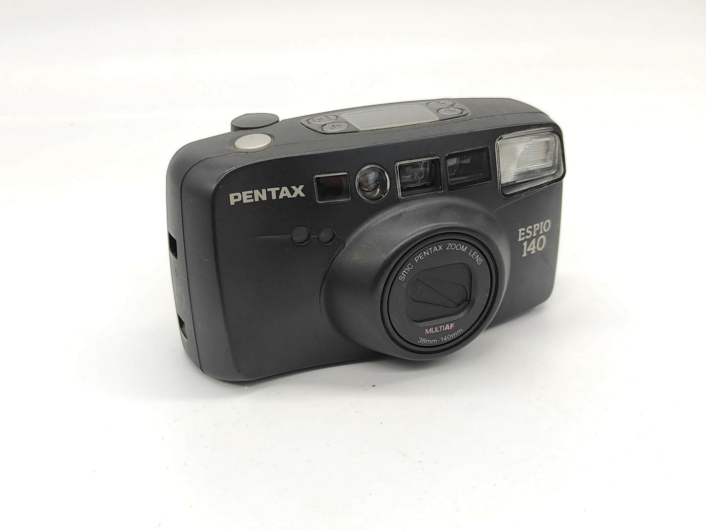 Pentax Espio 140 black point-and-shoot film camera.