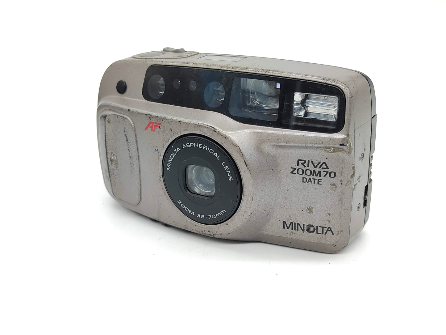 Minolta Riva Zoom 70 date point-and-shoot film camera - fair condition