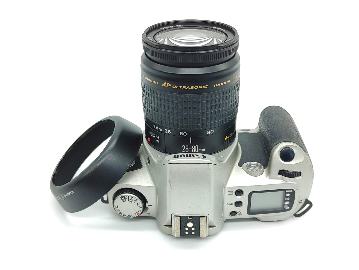 Canon EOS Kiss camera with zoom lens