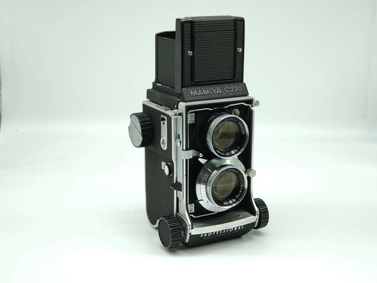 Mamiya C220 medium format camera + 105mm lens.