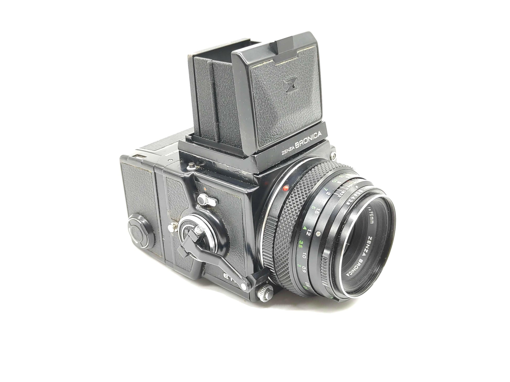 Bronica ETR medium format camera with 75mm f/2.8 lens.