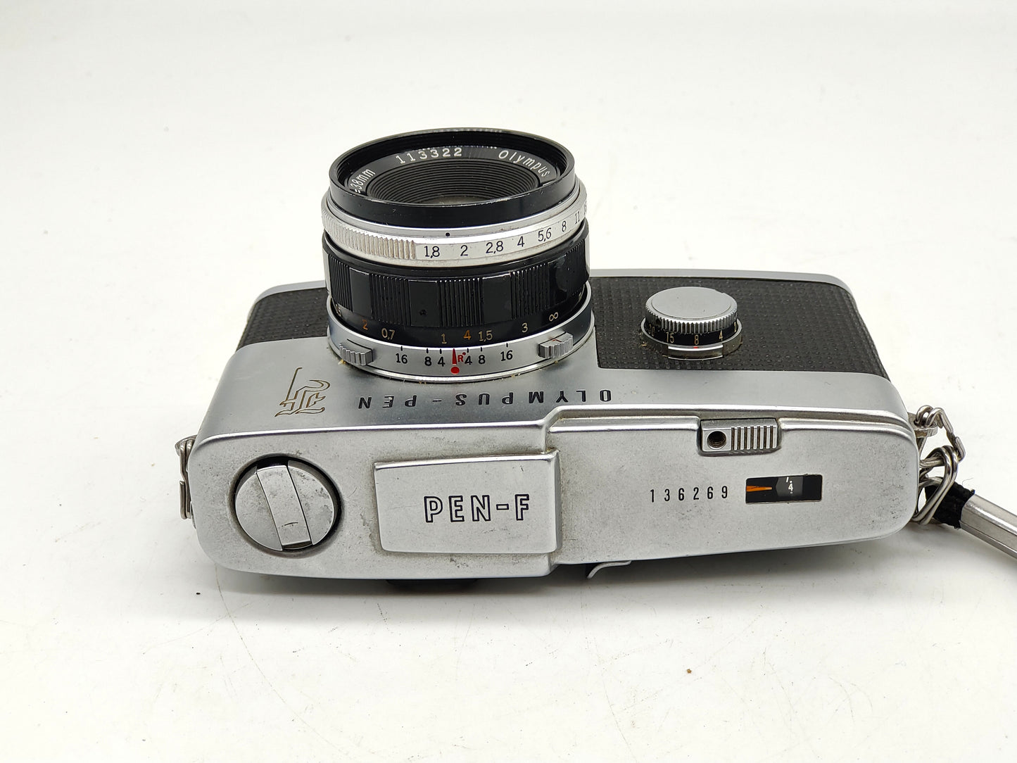 Olympus Pen-F half-frame SLR camera