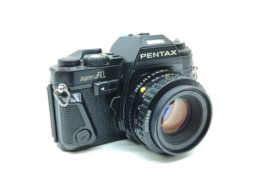 Pentax Super-A film camera with 50mm f/2.0.