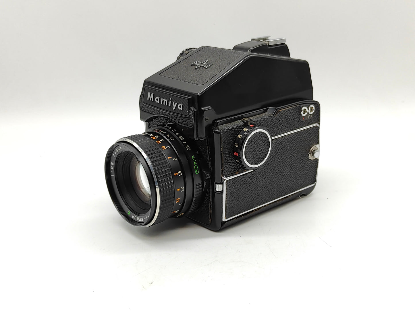 Mamiya 645 medium-format camera with 80mm f/2.8 and PD prism finder