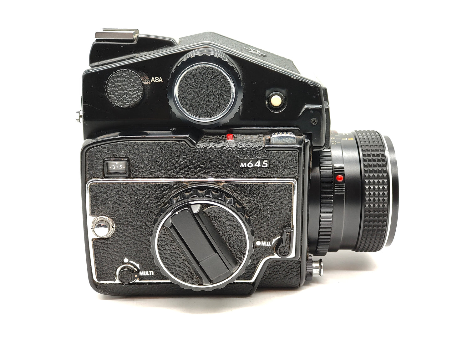 Mamiya 645 medium-format camera with 80mm f/2.8 and PD prism finder