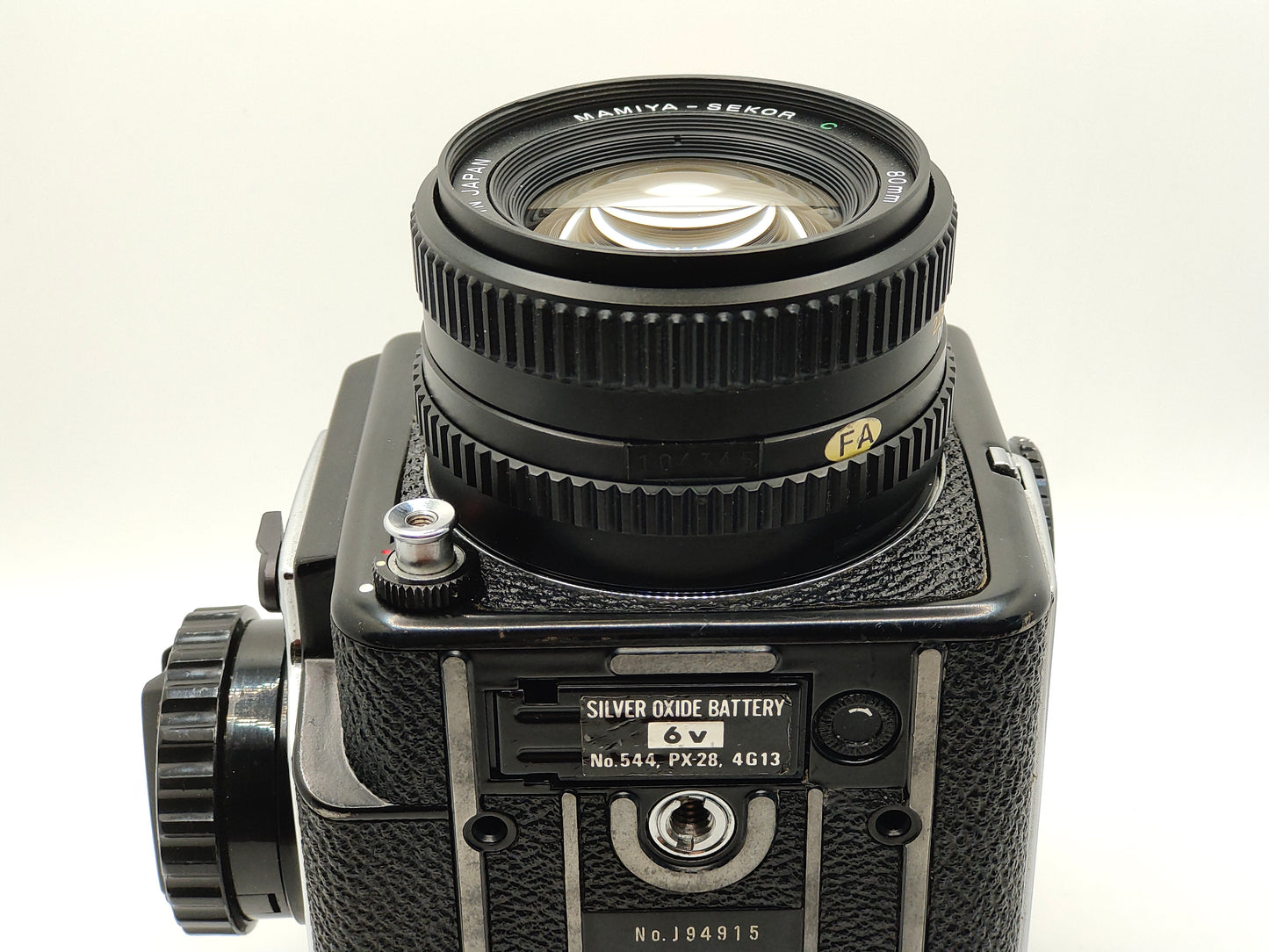 Mamiya 645 medium-format camera with waist-level sport finder and 80mm f/2.8 lens