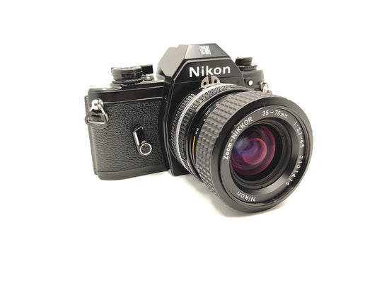 Nikon EM: automatic SLR with Nikkor 35-70mm zoom lens