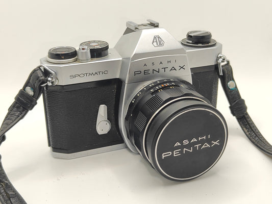Pentax Spotmatic SLR film camera + 55mm f/1.8 + original case