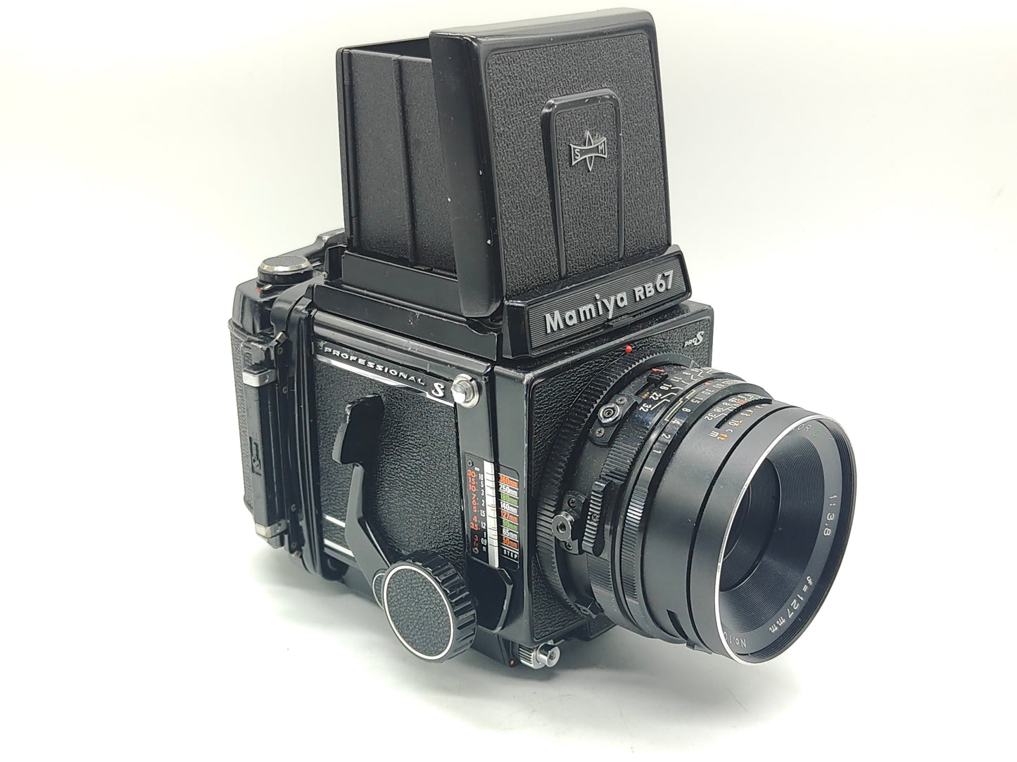 Mamiya RB67 Pro-S + 127mm lens + waist level finder