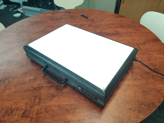 Slide viewing light box.