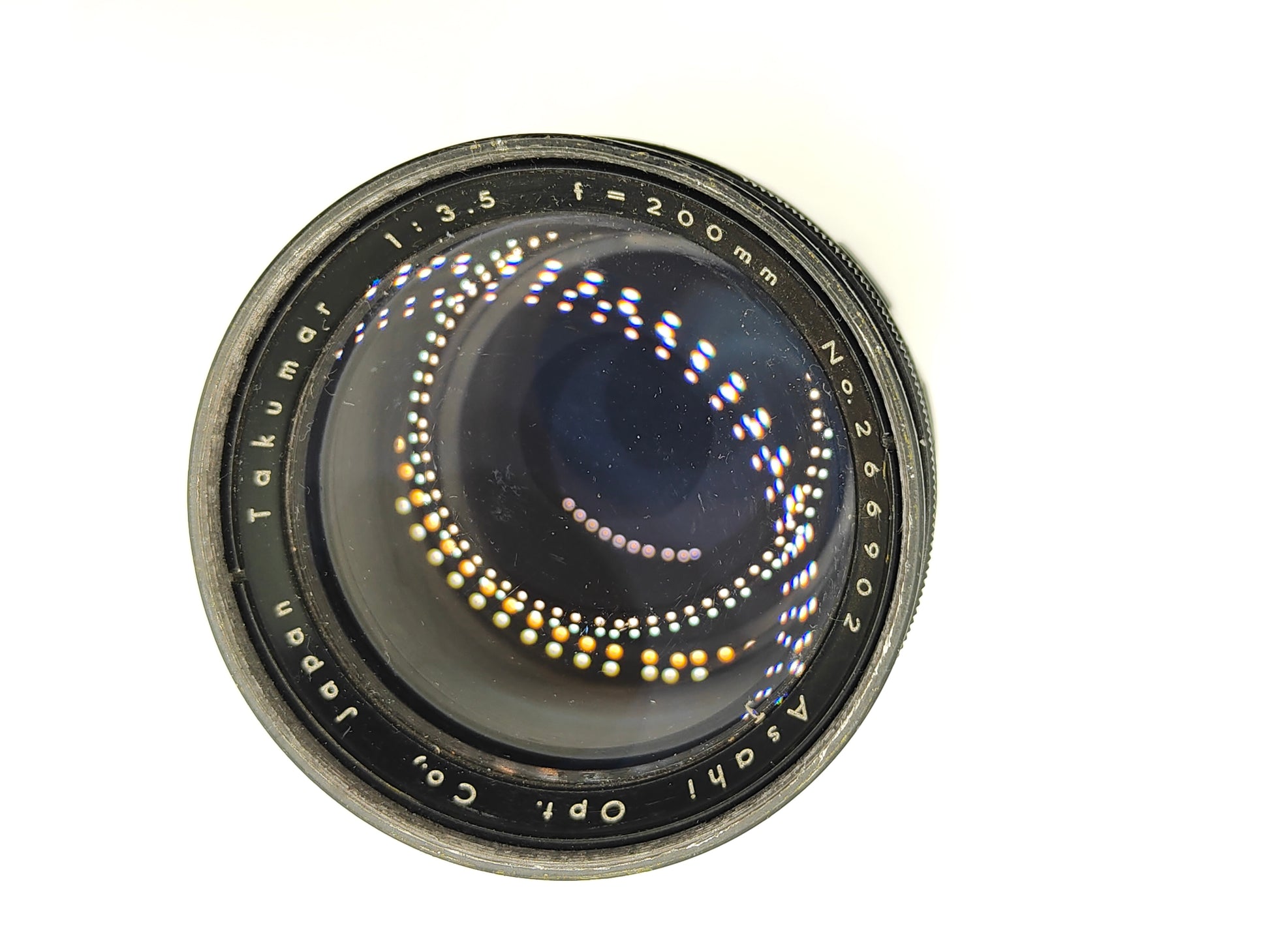 Asahi Takumar 200mm f/3.5 telephoto lens for Pentax M42 mount SLRs.