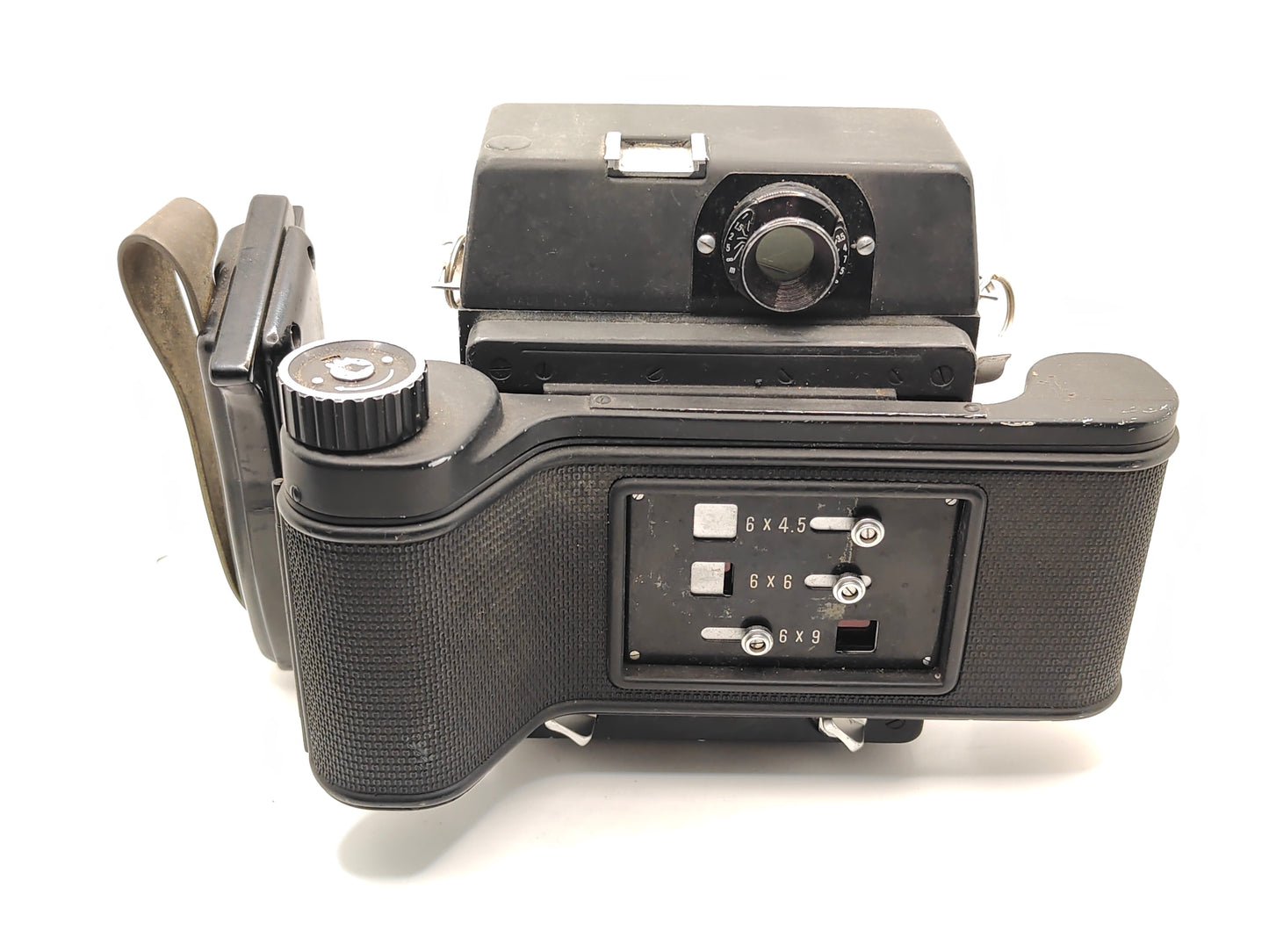 Mamiya Press camera with 90mm f/3.5 lens.