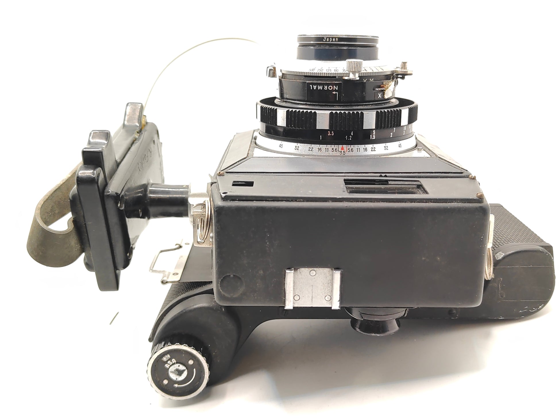Mamiya Press camera with 90mm f/3.5 lens.