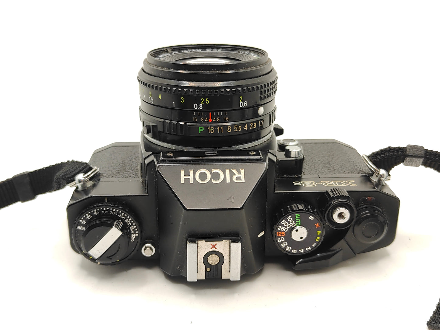 Ricoh XR-2s SLR camera with 50mm lens..