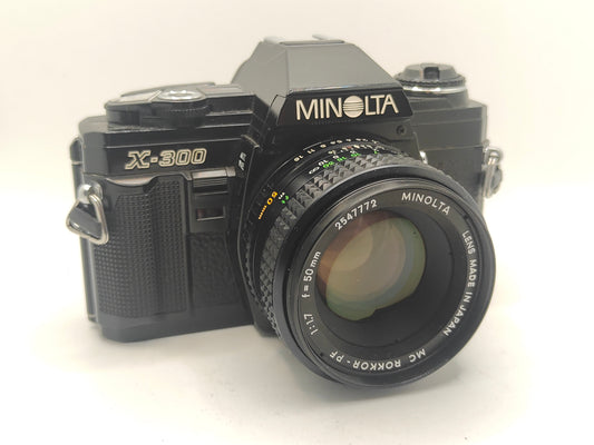 Minolta X-300 SLR with 50mm f/1.7 lens.