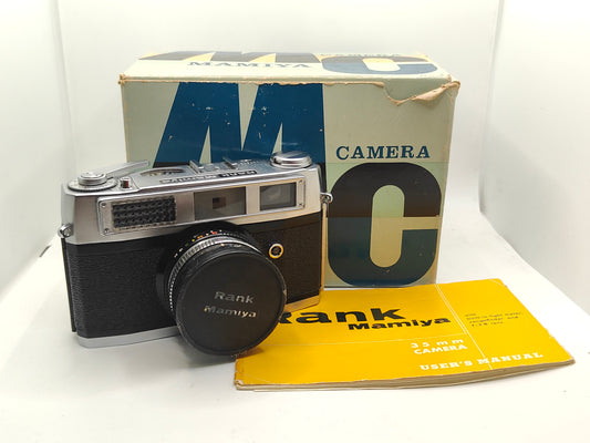 Mamiya 4B rangefinder camera with leather case and original box.