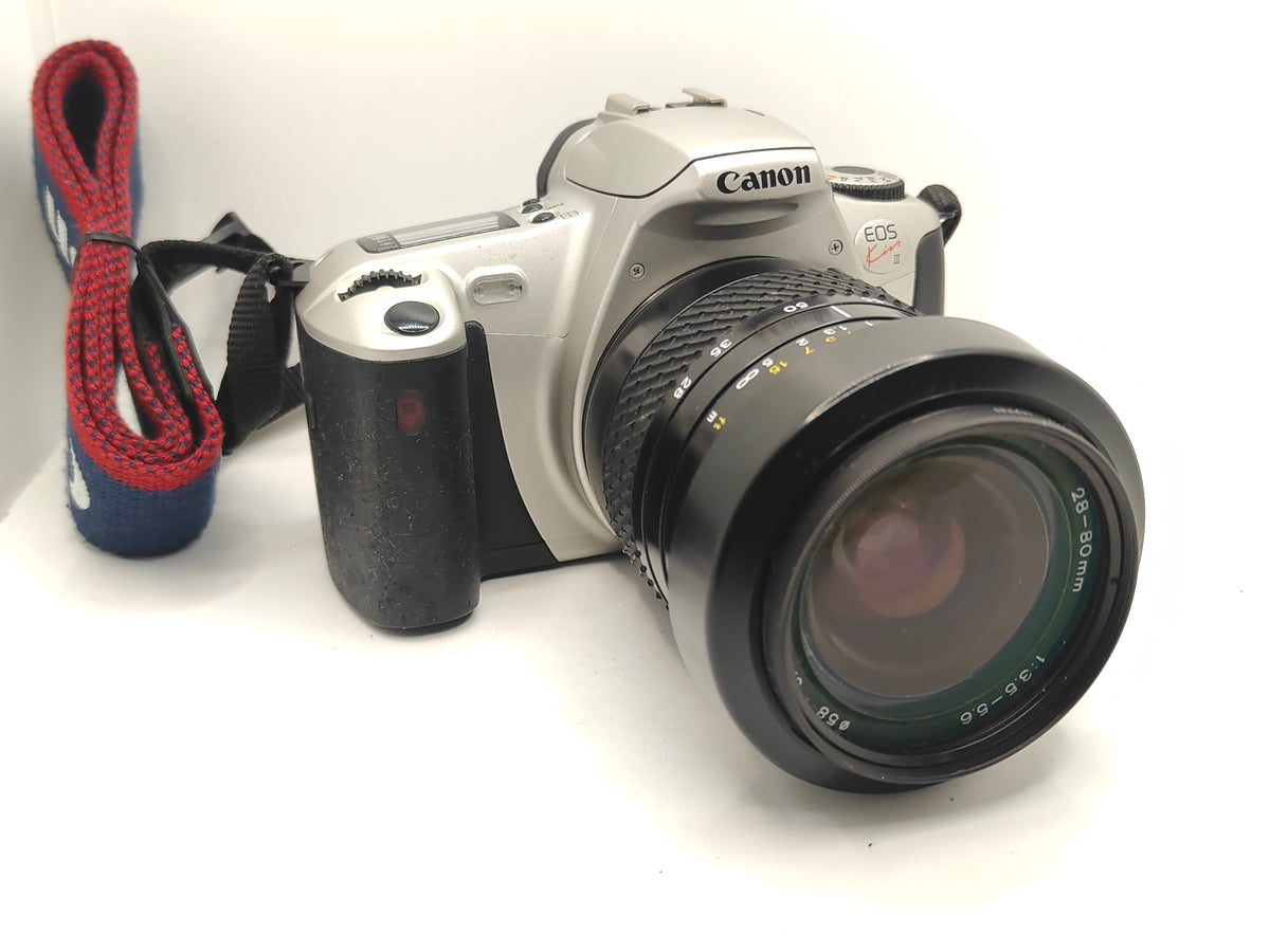 Canon EOS Kiss III camera with 28-80mm zoom lens