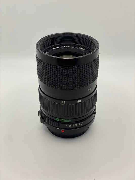 Canon FD 35-70 f4 zoom lens for AE-1, A-1, FTb SLRs.