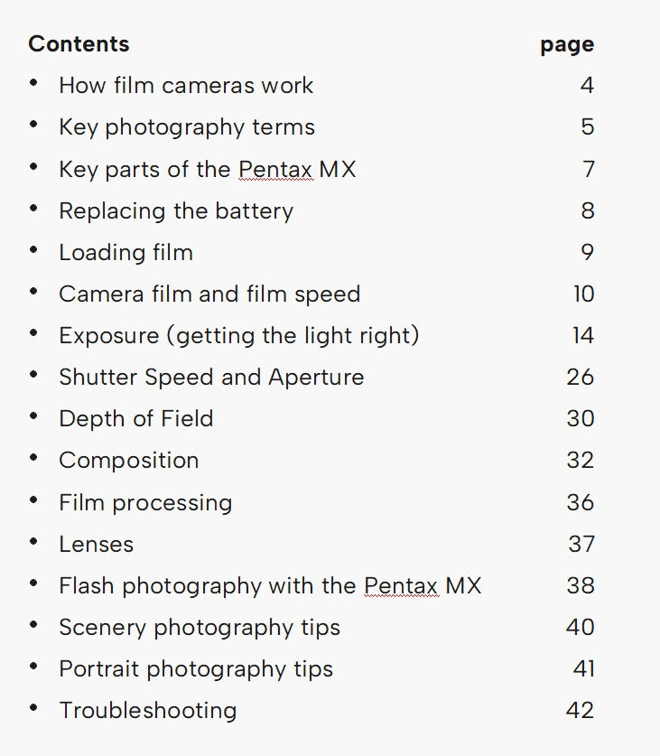 Learn film photography with the Pentax MX (printed version)