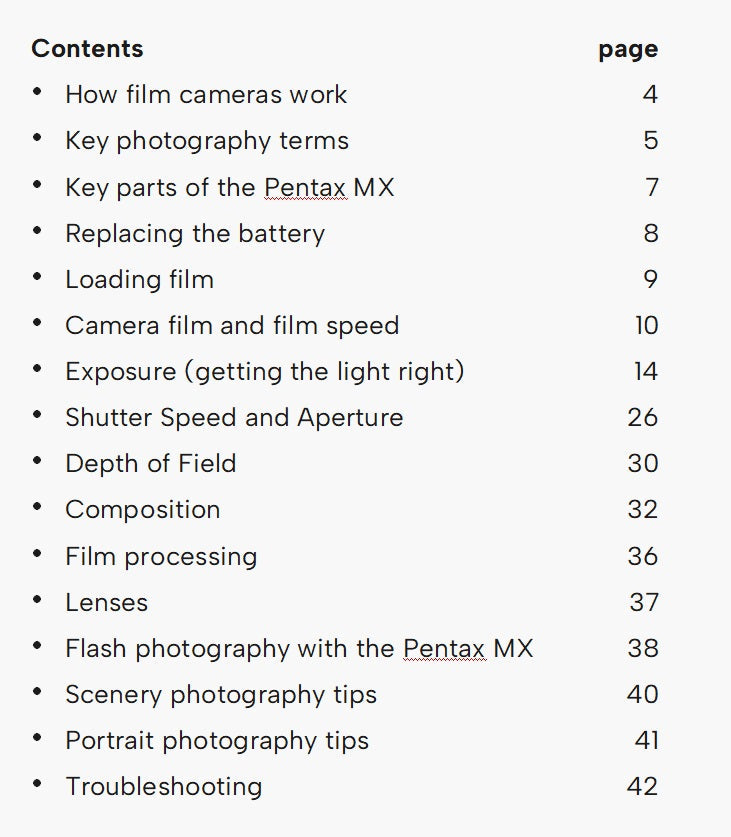 Learn film photography with the Pentax MX (electronic download)