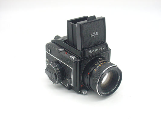 Mamiya 645 medium-format camera with waist-level finder and 80mm lens